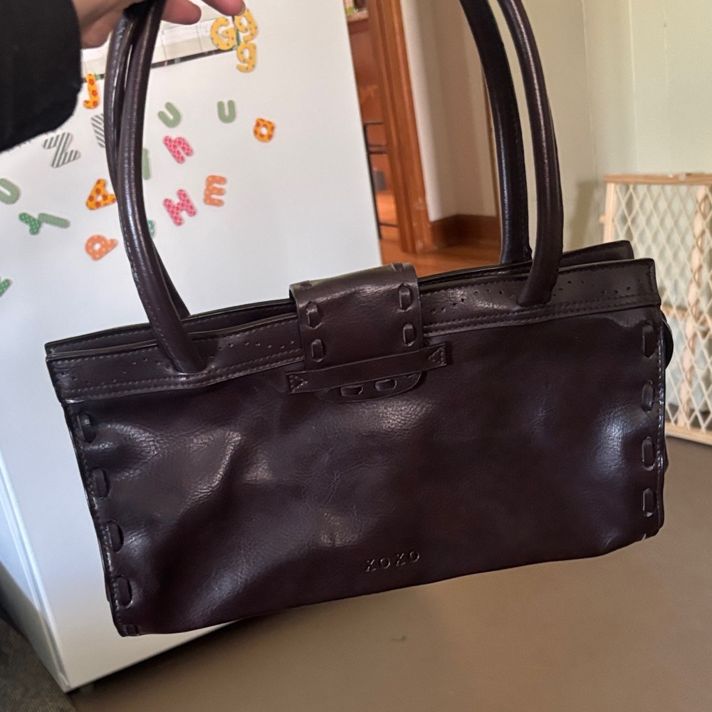 Y2K XOXO Dark Brown Leather Shoulder Bag